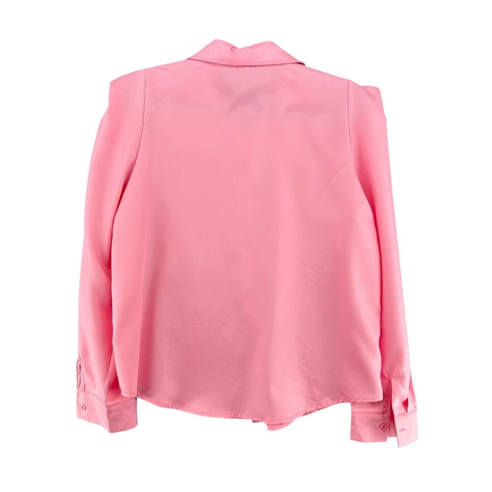 Mochy Vintage Y2K Square Shoulder Hot Pink Blouse Button Down M / L Career - Picture 6 of 6